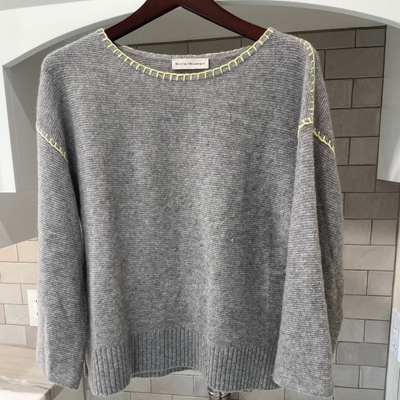 White & Warren Gray Cashmere Sweater - Picture 1 of 5